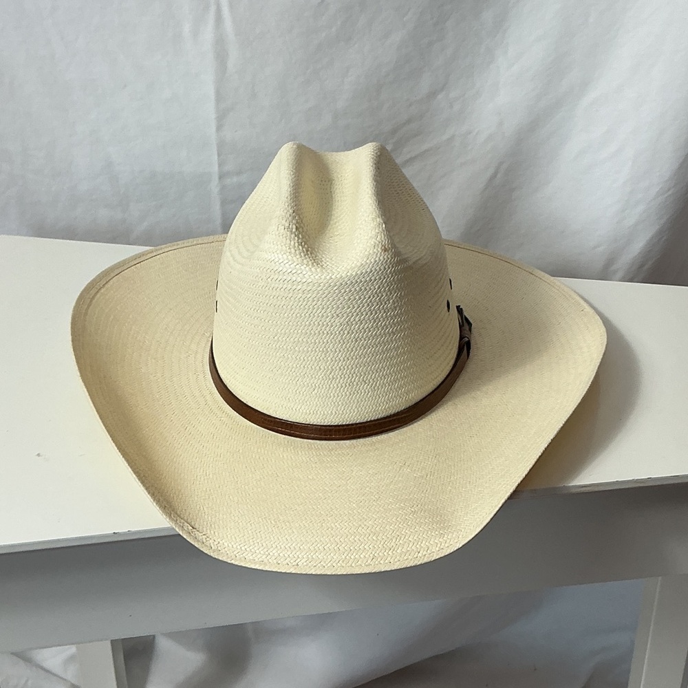Renegade Cream Straw Western Hat with Brown Leather Band